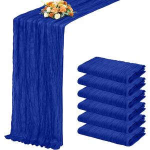 6 Pack Royal Blue Table Runner 17x108 Inch Cheesecloth Table Runner Boho Gauze Table Runners Romantic Rustic Sheer Fabric Cheese Cloth Table Runners for Wedding Party Baby Shower Birthday Home Decor