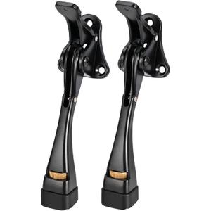 Kickdown Door Stopper 5 Inches - 2 Packs Door Stoppers for Bottom of Door One Touch Adjustable Door StopMade of Aluminum Alloy Metal Heavy Duty Door Stops with Rubber Tip Black