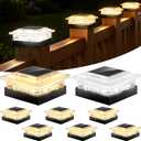 4x4 40 Lumens Post Solar Lights 8 Pack, Fence Post Solar Lights 4 Lighting Modes Solar Post Cap Lights for 4x4 3.5x3.5 Wood/Vinyl Posts, IP67 Waterproof Post Lights for Fence Mailbox Porch Post