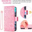 Compatible with OPPO Reno 2 Wallet Case and Tempered Glass Screen Protector Card Holder Stand Credit ID Slot Magnetic Leather Flip Cell Accessories Phone Cover for Reno2 2019 Women Men Rose Gold