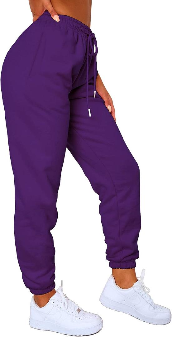 Waitfairy Sweatpants Women - Joggers for Women High Waist Baggy Sweat Pants for Womens Joggers Workout Gym Clothes for Woman (Purple, XS)