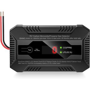 Funomo RV Carbon Monoxide and Propane Gas Detector, Dual LP/CO Gas Alarm with Separate LCD Indicator Lights, 85dB Loud Alarm, Carbon Monoxide Propane Gas Leak Detector for RV and Home Use-12V DC