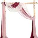 Ling's Moment Wedding Arch Draping Fabric 3 Panels 20Ft Chiffon Fabric, Sheer Hanging Drapes Arrangement for Wedding Ceremony Backdrop Outdoors Party Swag Home Decor (Dusty Rose & Burgundy & Blush)