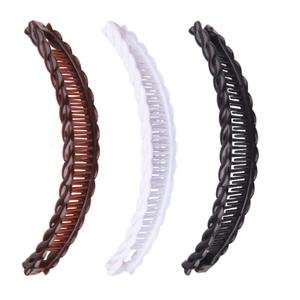 1st Choice 3 Pieces Clincher Combs Banana Combs Banana Clip Grip Comb Fishtail Fish Hair Lady Fish Shape Ponytail Banana Clip Girls Long Women Clamp Accessory (Brown wave)