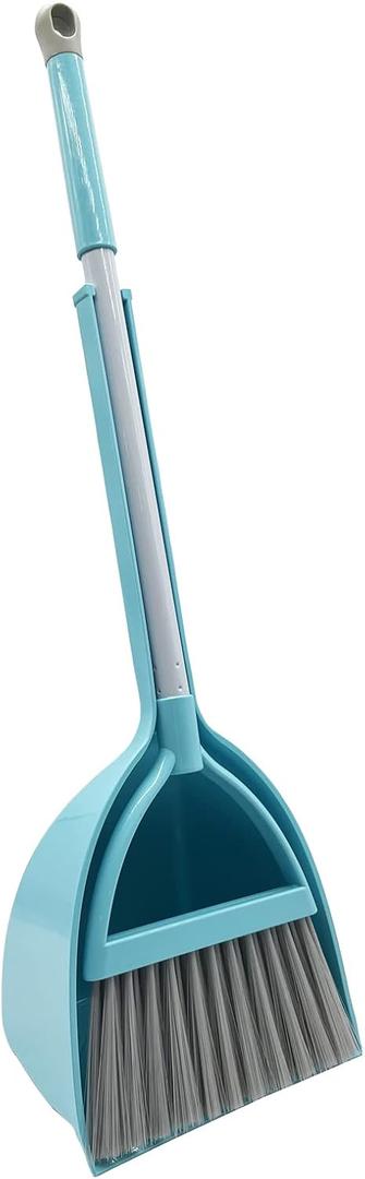 Kids Broom and Dustpan Set-Mini Dustpan and Broom for Children Housekeeping Pretend Play Cleaning Tools Set (Blue)