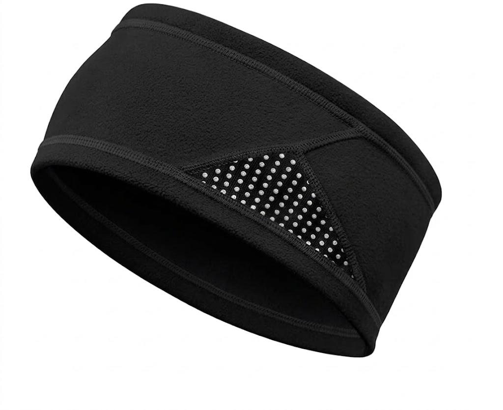 FRITRENIX Winter Headbands for Men Women, Reflective Fleece Ear Warmers, Non-Slip Sports Headbands for Running, Cycling, Hiking and Daily Wear, Black