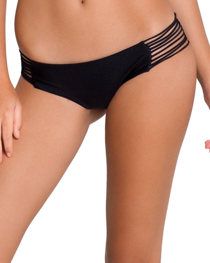 Luli Fama Women's Verano De Rumba Bootylicious Minimal Coverage Swim Bottom (Medium, Black)