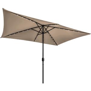 Trademark Innovations Rectangular Solar Powered LED Lighted Patio Umbrella - 10' x 6.5' (Tan)