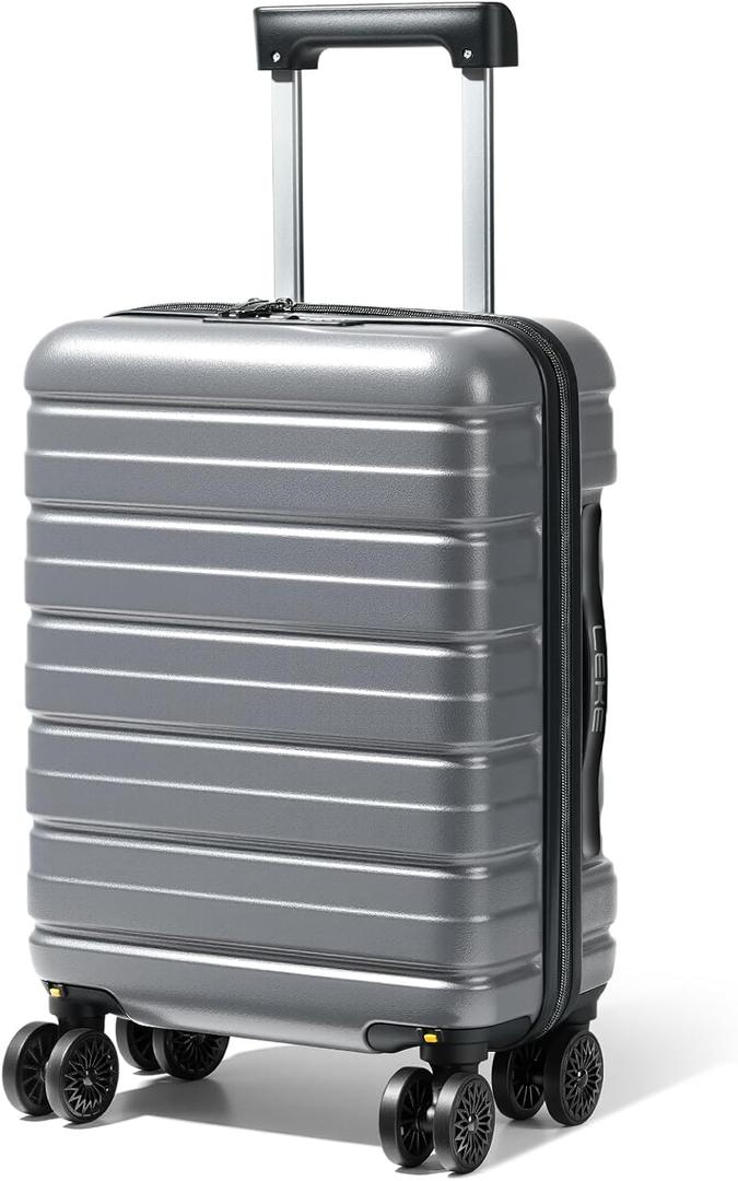 Lekesky 16 Inch Underseat Carry On Luggage Airline Approved, Small Hard Shell Suitcase with TSA Lock Spinner Wheels, Lightweight Personal Item Carry-On for Travel, Grey