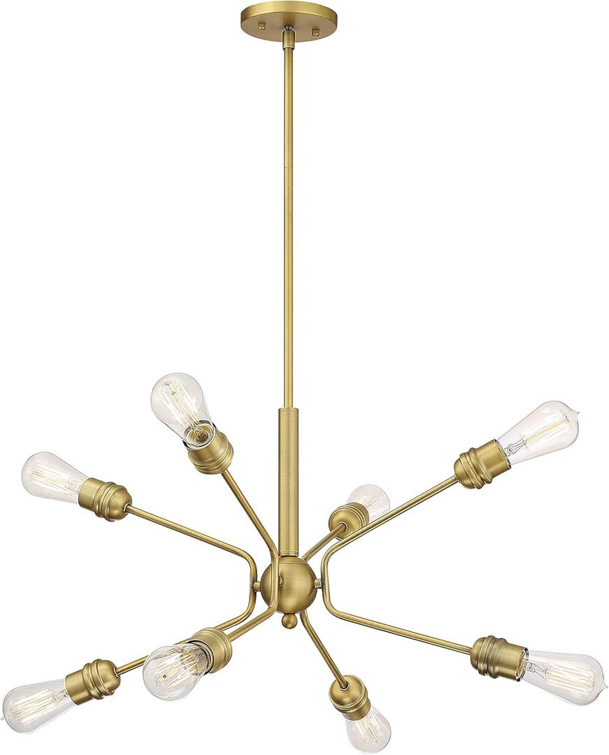 Nuvo 60/6925 Faraday Pendant Fixture Brushed Brass Finish, 8 Light