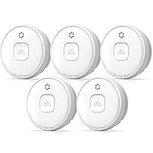 Putogesafe Smoke Detector Battery Operated, 10-Year Smoke Alarm with Photoelectric Sensor, Fire Alarms Smoke Detectors with Test Button and Low Battery Warning, Fire Safety for Home, 5 Pack