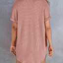 Astylish Women Waffle Knit Tops Henley Shirts Long Sleeve V Neck Solid Color Casual Tunic (Pink, S)