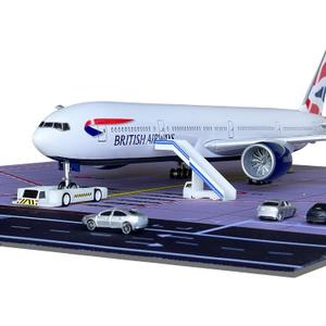 British B777 Airplane Model 1/157 Scale British B777 Model Plane with LED Lights and Airport Scene Accessories Ideal Display and Gift