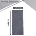 sakano 6-Piece Microfiber Bath Towel Set - Quick-Drying Bath Towels,Absorbent& Lint Free Soft Launder for Family, Gym, and Spa -Dark Gray, 28 x 55 inches
