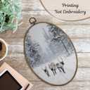 LKETW Winter Reindeer Oval Wall Art Decor, Rustic Winter Elk Deer Oval Canvas Hanging Decor, Retro Farmhouse Forest Reindeer Wall Decorations for Home Living Room Bedroom, 8.6x11.4 Inch