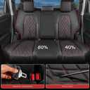 Seat Covers Custom Fit 2017-2022 Honda CR-V, Premium Faux Leather Car Seat Protector, Pet Friendly Interior Cover for CRV(BlackRedLine, Full Set)