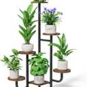 Homsorout Corner Plant Stand Indoor - 6 Tiered Indoor Plant Stand Round Metal Plant Shelf, Plant Organizer for Living Room, Graden, Balcony, Home Decor (Brown)