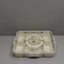 Dingerjar Divided Serving Tray with Lid and Handle - Snackle Box Charcuterie Container for Portable Snack Platters - Clear Organizer for Candy, Fruits, Nuts, Snacks - Perfect for Party, Entertaining (White)