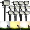 Kipeini Solar Spot Lights Outdoor 12 Pack, [52 LED/ 6 Color Lighting] Solar Lights Outdoor Waterproof IP65 Dusk to Dawn Solar Powered Landscape Spotlights for Outside Yard Garden Pathway Lawn