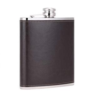 TOX TANEAXON Stainless Steel Hip Flask, 18 oz, Coffee, Large Capacity, Leather Wrapped