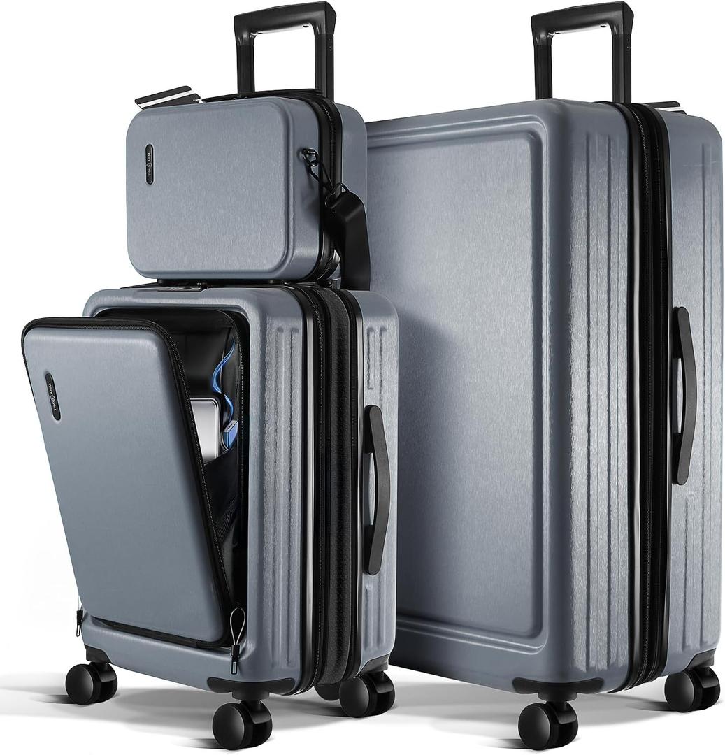 Luggage Sets 3 Piece, 20 Inch Carry on Luggage and 28 Inch Suitcases with Wheels Spinner, Durable Hard Shell Suitcase Set, Expandable Travel Suitcase, Grey