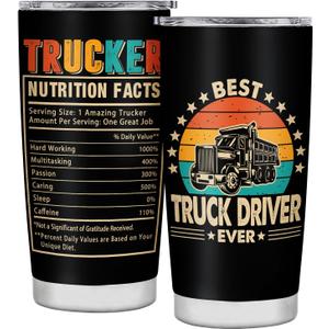 Truck Driver Gifts for Men Truck Driver Appreciation Gifts Cool Truckers for Men Stainless Steel Tumbler With Lid 20oz