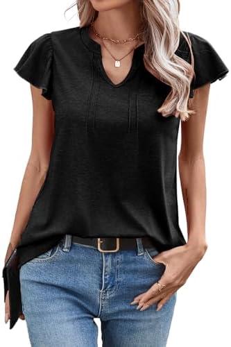 Womens Summer Tank Tops V Neck Waffle Knit Sleeveless Tunic Casual Loose Fit Blouses Shirt Clothes, M