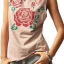 SOLY HUX Women's Floral Tank Tops Sleeveless Crewneck Casual Summer Vacation Top (M)