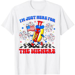I'm Just Here For The Wieners Hotdog Patriotic 4th Of July T-Shirt