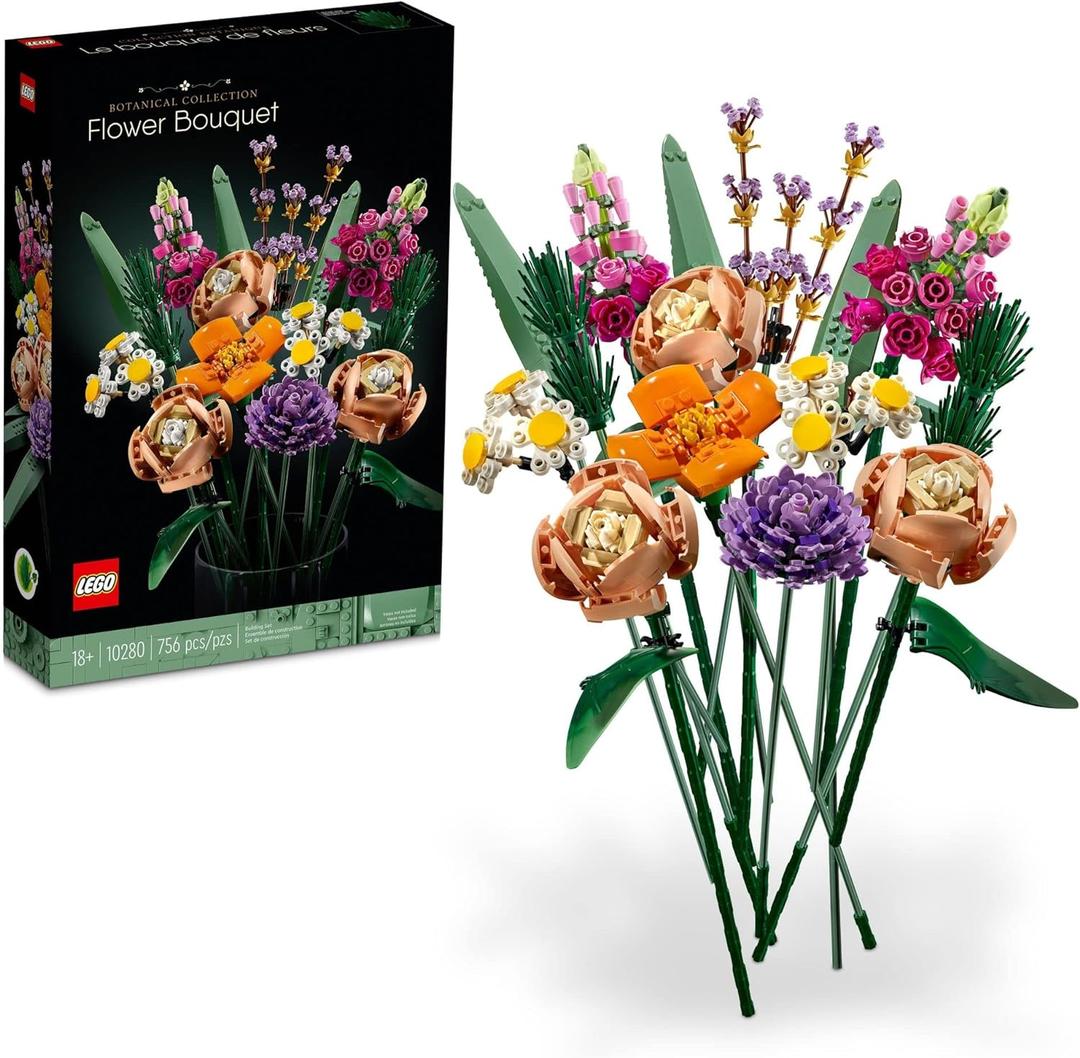 LEGO Icons Flower Bouquet Building Set - Artificial Flowers for Decoration for Home and Display, Ages 18+ - Gift for Mother's Day - Small Fake Flowers for Table, Desk, Office - 10280 (Multicolor)