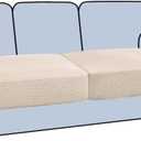 H.VERSAILTEX Stretch 2 Piece T Cushion Sofa Slipcovers Individually Sofa Cushion Covers for 2 Cushion Couch Sofa Seat Cushion Covers with Elastic Bands Featuring Thicker Jacquard Fabric, Natural (2 Cushion Sofa)