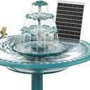AISITIN 6.5W Solar Bird Bath Fountain with 3 Tiered Bird Bath Upgraded 2025, DIY Detachable Solar Water Fountain Pump with Fixed Equipment for Garden Decoration, Outdoor Bird Feeder and Waterfall (Deep Green)