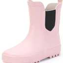 Hehainom Toddler Kids Rain Boots for Girls Boys Waterproof Rainboots Easy-on Light Weight Chelsea Rain Shoes (5 Big Kid, Pink)