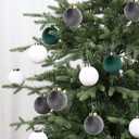 30PCS Velvet Christmas Ball Ornaments Set, 60MM/2.3Inch Shatterproof Flocked Ornaments for Christmas Tree Hanging Decorations, for Home Holiday Party Xmas Decor - White/Grey/Green.