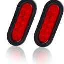 2 Pcs 6" Oval Red 10-LED Trailer Lights, Super Bright Stop Tail Turn Signal Lights, Surface Mount Grommets Plugs for Boat Trailer Camper Truck RV Jeep,12V, DOT Certified