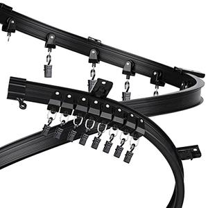 Fubeasi Black Flexible Bendable Ceiling Curtain Track, Curved Ceiling Track for Curtains, Room Divider Ceiling Track Rail System(3 m/ 9.8 ft)
