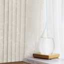 Beige Floral Jacquard Blackout Curtains for Bedroom, Spring Flower Chenille Rustic Farmhouse Drapes 63 Inch Length Living Room Darkening Thermal Insulated Grommet Window Curtains 2 Panels