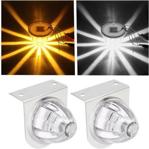 2PCS Dual Revolution LED Watermelon Lights with Bracket, Semi Truck Marker Lights with 3 Color Modes, Super Bright Star Watermelon LED Lights, Universal Underglow Lights for Trucks (White and Amber)