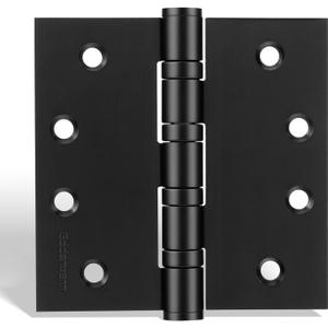 goldenwarm 3 Pack 4 x 4 Inch Ball Bearing Door Hinges Heavy Duty Stainless Steel Exterior Door Hinges with Square Corners Matte Black Smooth & Quiet with Non-Removable Pin