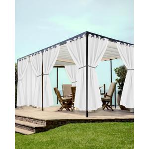 HolidayIdeas White Outdoor Curtains for Patio Waterproof 8 Pcs All Weather Balcony Grommet Top Outside Curtains for Apartments, Gazebo, Pergolas, Porch, 54x108 Inch