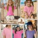 3 Pack Girls Short Sleeve T Shirts | Crewneck Tops, Loose Fit, Summer, Comfy Basic, Casual Blouse, Teen 5-14 Years, Soft, Breathable, Daily Wear
