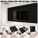 Qidejoy 33 Pcs 3D PVC Slat Wall Panels 12X12in Fluted Textured Paneling Modern Decorative Tiles Cuttable Paintable DIY Wall Art for Interior Decor, Bedroom, Ceiling, TV Background, Bathroom (Black)