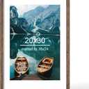 Hongkee 20x30 Frame, Rustic Brown Wood Style - Display Posters 16 x 24 with Mat or 20x30 without Mat, Wall Mounting Horizontal and Vertical, 1 Pack