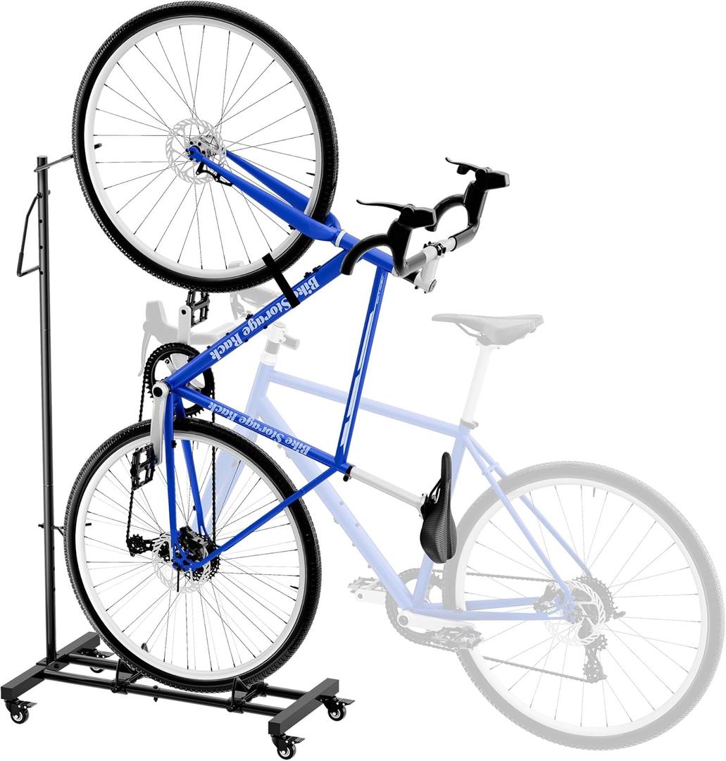 Vertical Bike Parking Stand - Adjustable Height for 29"Wheels, Space-Saving & Freestanding Bike Rack for MTB/Road Bikes,No-Drill Installation Indoor Bike Storage for Apartments & Garages