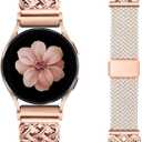 Braided Magnetic Band Compatible with Samsung Galaxy Watch 8 7 6 5 4 FE 40mm 44mm/8 6 Classic/5 Pro/4 Classic/3 41mm/Active 2 Women Men, 20mm Celtic Stretchy Elastic Dressy Nylon Strap, No for Ultra (Starlight/Rose Gold)