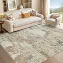 Area Rug Living Room - 5X7 Abstract Washable Large Soft Foldable Non Slip Rug Neutral Modern Low Pile Carpet for Bedroom Nursery Dining Room Kitchen Home Office Indoor - Khaki