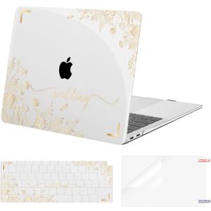 MOSISO Compatible with MacBook Air 13 inch Case 2022 2021 2020 2019 2018 Release A2337 M1 A2179 A1932 Retina Display Touch ID, Plastic Hard Case&Keyboard Cover&Screen Film, Autumn Flower and Leave