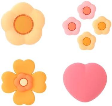 GeekShare Cross D-Pad Button Caps Thumb Grips Set,Silicone ABXY Key Buttons Sticker Compatible with Switch/OLED Joy Con (Pink & Yellow)