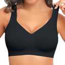 PoseFree Womens Seamless Wireless Supportive Bra Push Up Comfort Soft No Underwire Full Coverage T-Shirt Bra (XXXL)