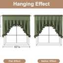 Likiyol Linen Valances for Windows Farmhouse Ruffle Swag Valance Rustic Country Window Valances Light Filtering Kitchen Curtains Rod Pocket Valance Curtains for Bathroom Cafe, Green, 60" W x 36" L